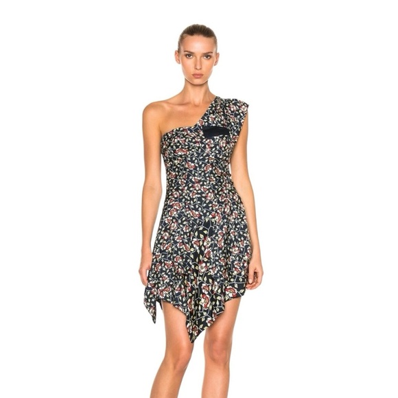 Isabel Marant Ricco One Shoulder Silk Dress - Picture 1 of 7